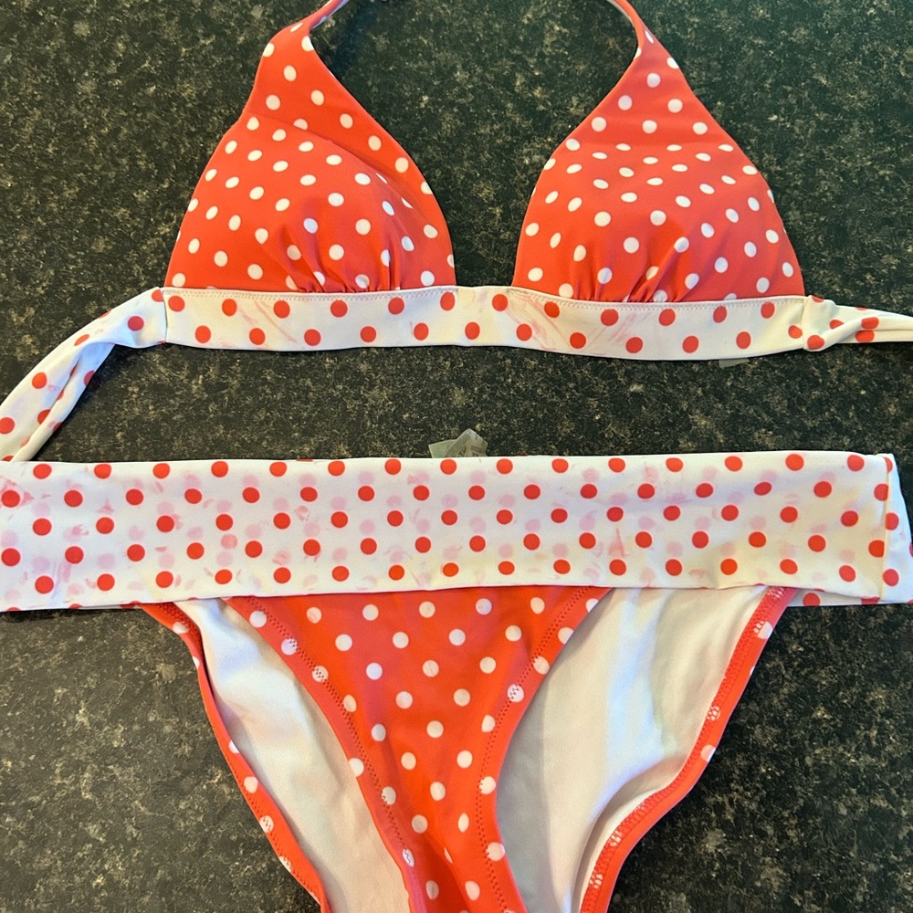 Victoria's Secret White and Red Polka Dot Bikini